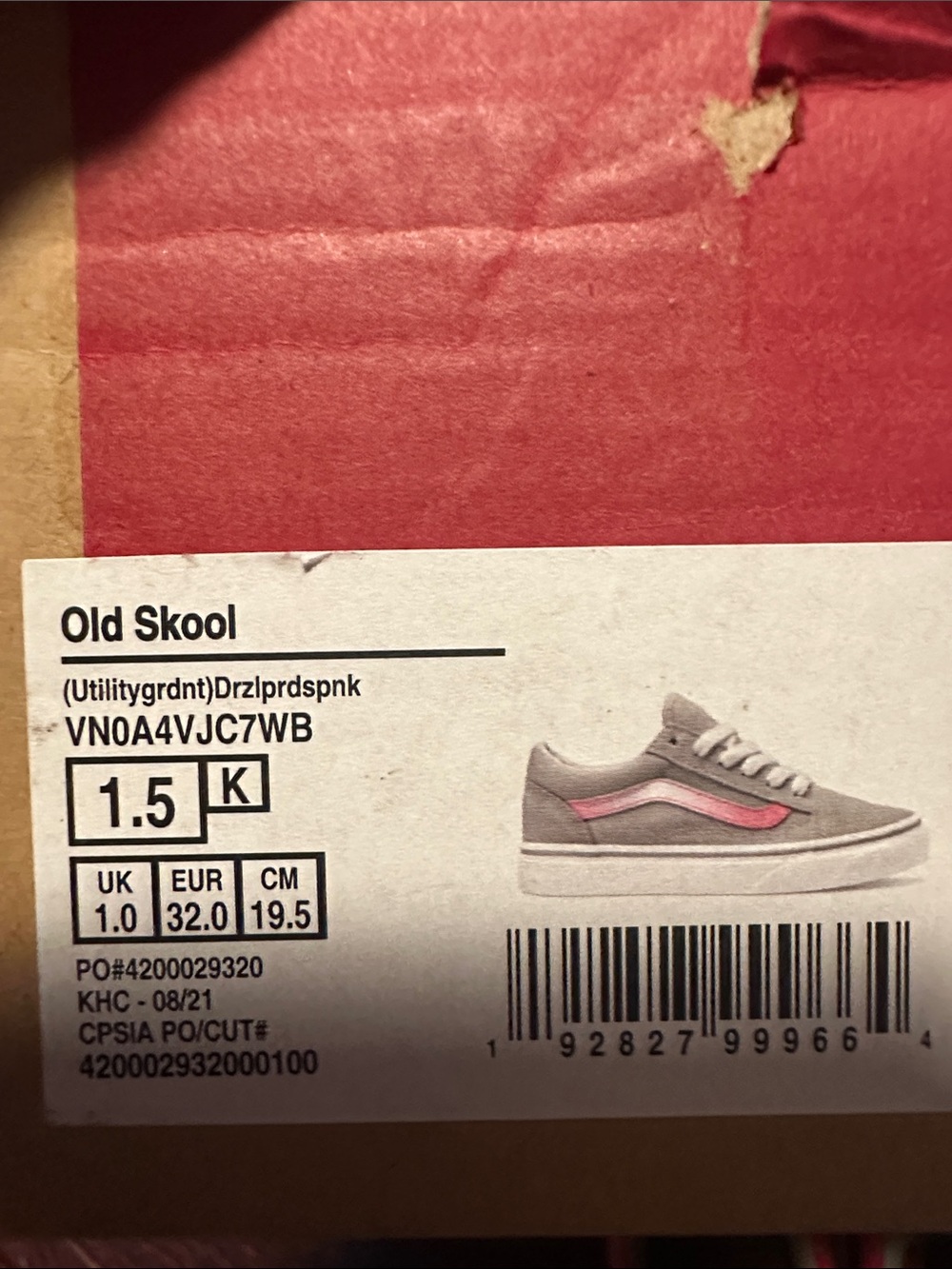 Kids Vans Sneakers in Gray and Pink - Picture 12 of 12